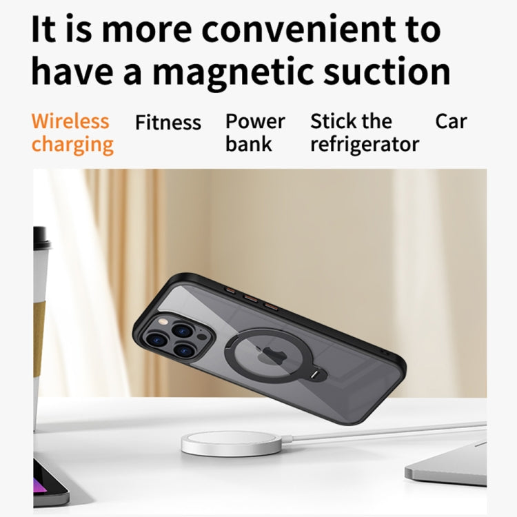 Transparent MagSafe Magnetic Rotating Ring Holder Phone Case, For iPhone 16 Pro Max, For iPhone 16 Pro, For iPhone 16 Plus, For iPhone 16, For iPhone 15 Pro Max, For iPhone 15 Pro