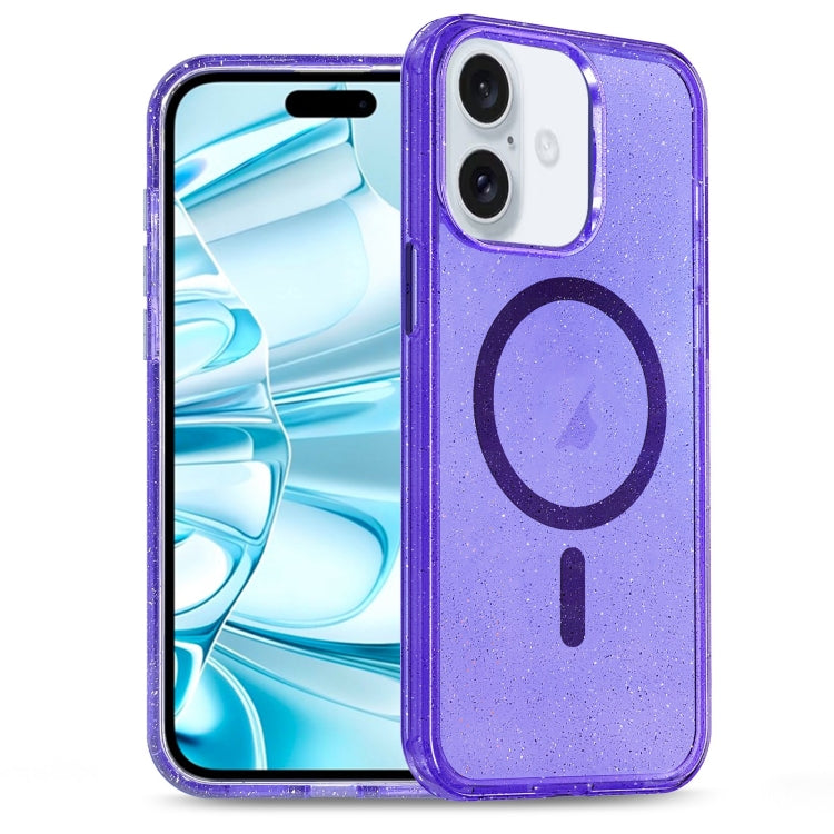 Glitter Powder TPU Hybrid PC MagSafe Phone Case, For iPhone 16 Pro Max, For iPhone 16 Pro, For iPhone 16 Plus, For iPhone 16