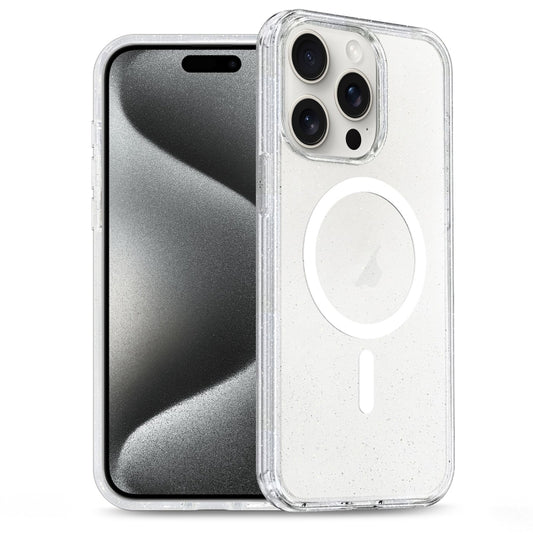 Glitter Powder TPU Hybrid PC MagSafe Phone Case, For iPhone 15 Pro Max, For iPhone 15 Pro, For iPhone 15 Plus, For iPhone 15