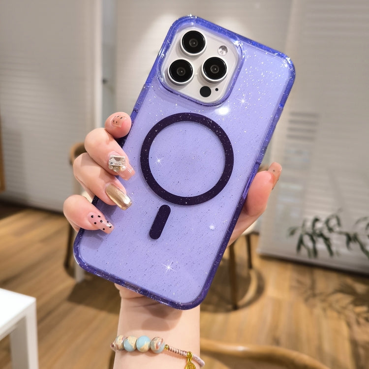 Glitter Powder TPU Hybrid PC MagSafe Phone Case, For iPhone 15 Pro Max, For iPhone 15 Pro, For iPhone 15 Plus, For iPhone 15
