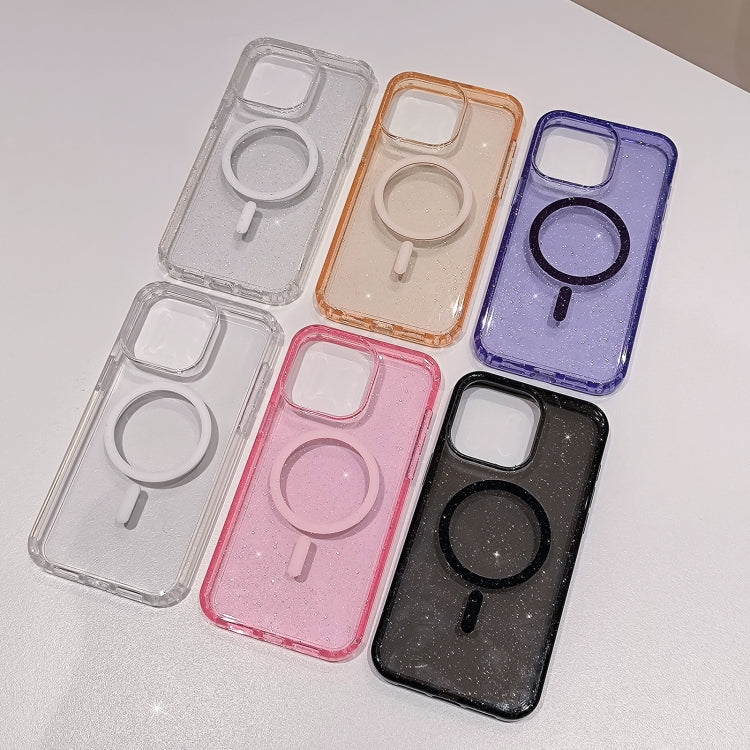Glitter Powder TPU Hybrid PC MagSafe Phone Case, For iPhone 15 Pro Max, For iPhone 15 Pro, For iPhone 15 Plus, For iPhone 15
