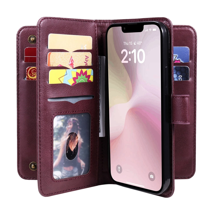 Multi-Function Wallet 10 Card Slots Leather Phone Case, iPhone 16e, For iPhone 16 Pro Max, For iPhone 16 Pro, For iPhone 16 Plus