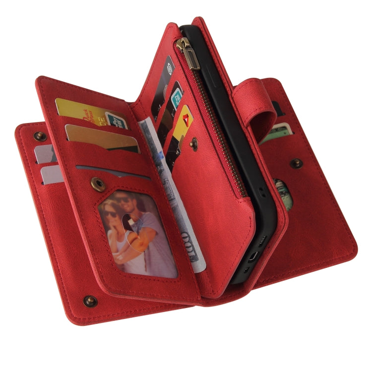 Skin Feel Multi Card Slots Zipper Wallet Leather Phone Case, For iPhone 16 Pro, For iPhone 16 Plus, For iPhone 16