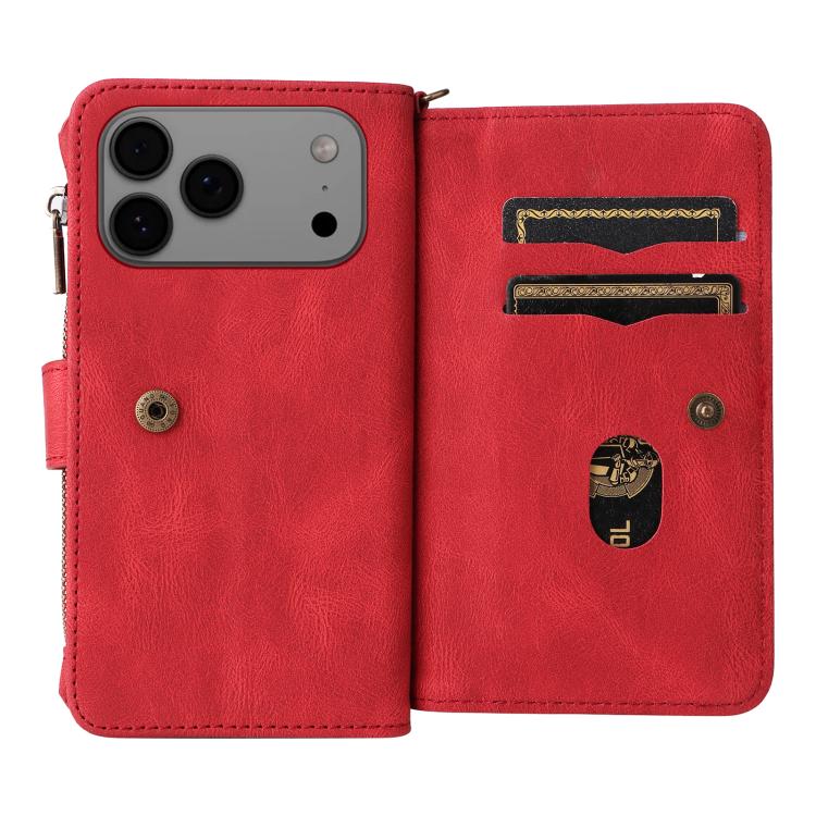 Skin Feel Multi Card Slots Zipper Wallet Leather Phone Case, For iPhone 17 Pro Max, For iPhone 17 Pro, For iPhone 17, For iPhone 17 Air, iPhone 16e, For iPhone 16 Pro Max