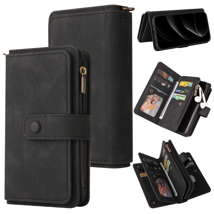 Skin Feel Multi Card Slots Zipper Wallet Leather Phone Case, For iPhone 17 Pro Max, For iPhone 17 Pro, For iPhone 17, For iPhone 17 Air, iPhone 16e, For iPhone 16 Pro Max