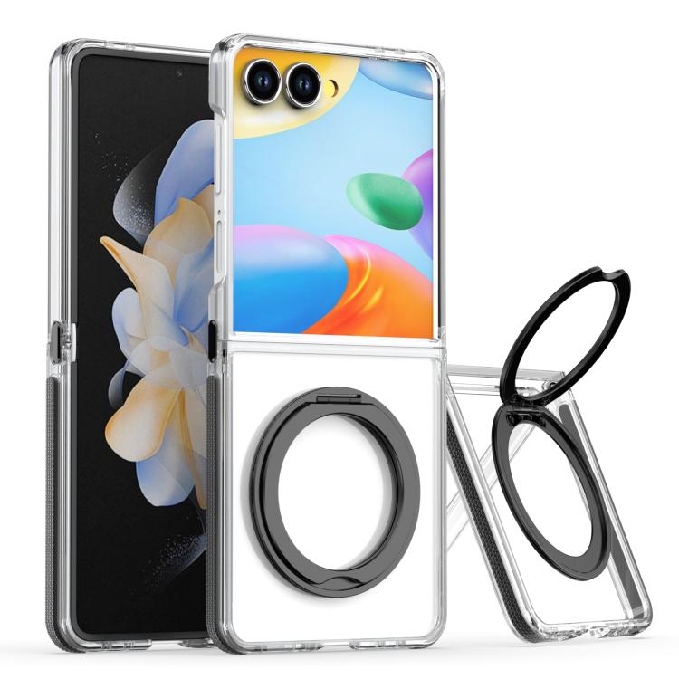 Dual-Color Clear Acrylic Hybrid TPU 360 Rotating Holder Phone Case