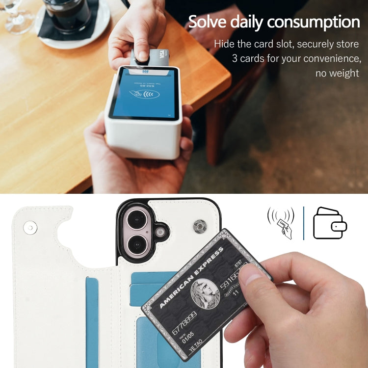 Double Buckle Crazy Horse Texture PU Phone Case, For iPhone 16