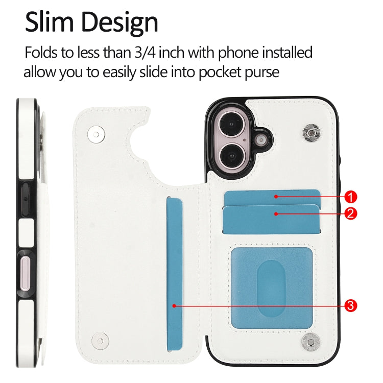 Double Buckle Crazy Horse Texture PU Phone Case, For iPhone 16