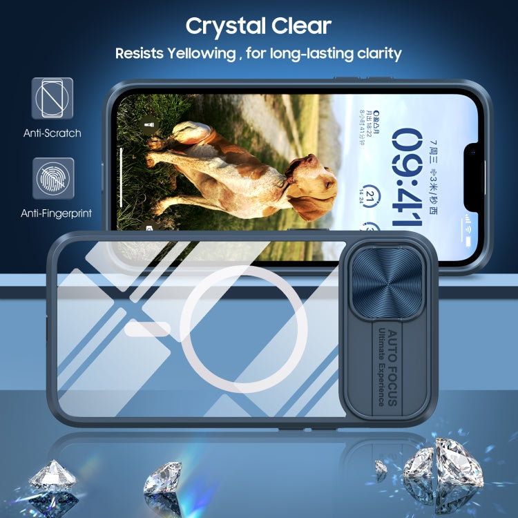 Clear Acrylic + PC + TPU MagSafe Lens Sliding Cover Full Coverage Phone Case, For iPhone 14 / 13, For iPhone 14 Pro Max, For iPhone 12