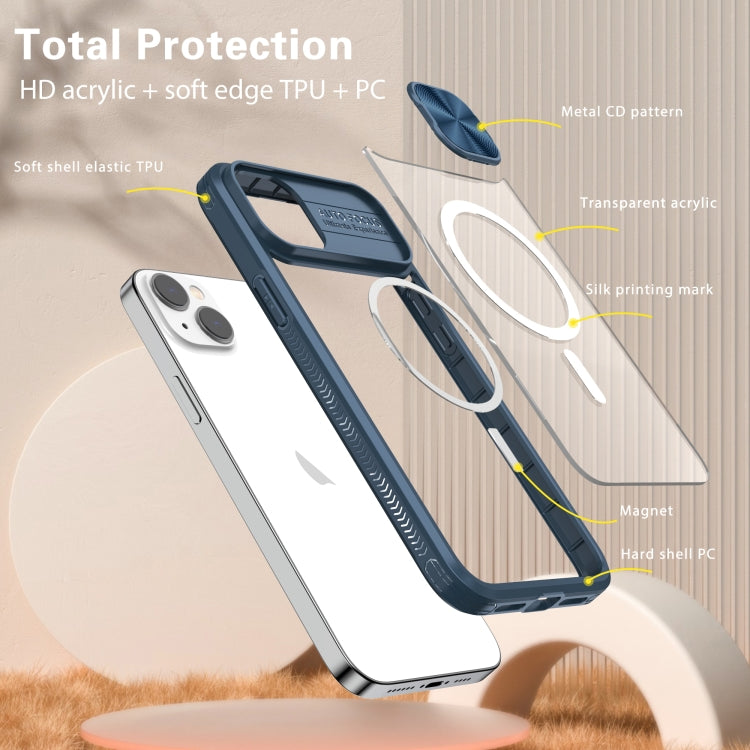 Clear Acrylic + PC + TPU MagSafe Lens Sliding Cover Full Coverage Phone Case, For iPhone 14 / 13, For iPhone 14 Pro Max, For iPhone 12
