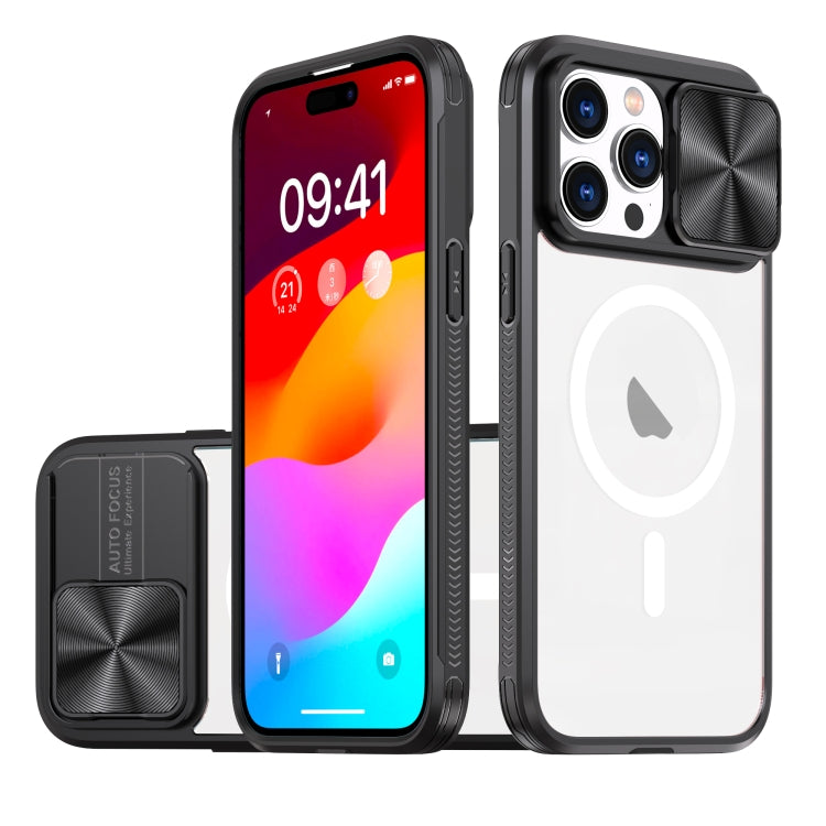Clear Acrylic + PC + TPU MagSafe Lens Sliding Cover Full Coverage Phone Case, For iPhone 14 / 13, For iPhone 14 Pro Max, For iPhone 12