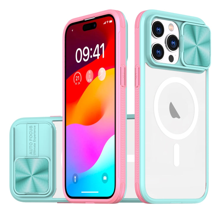 Clear Acrylic + PC + TPU MagSafe Lens Sliding Cover Full Coverage Phone Case, For iPhone 16, For iPhone 15 Pro Max, For iPhone 14 Plus