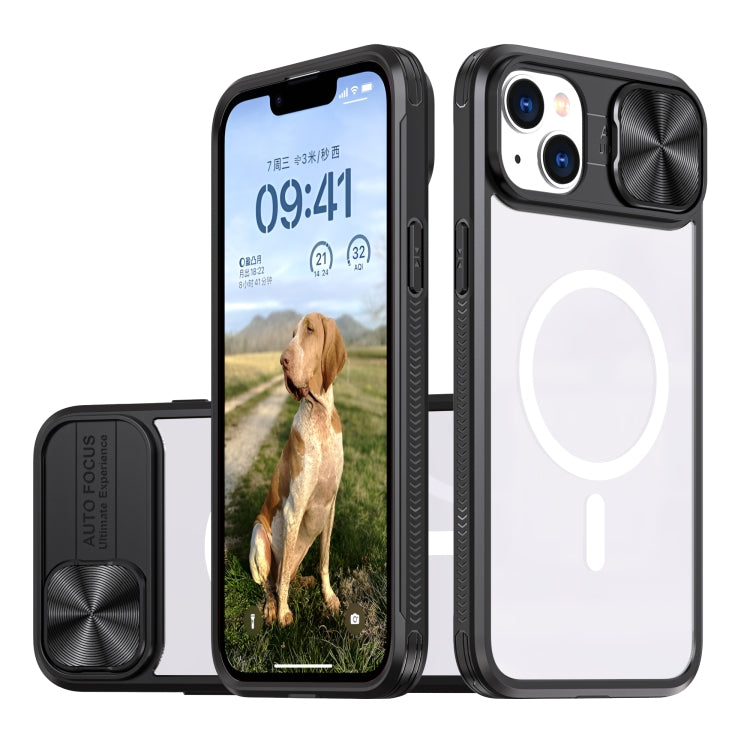 Clear Acrylic + PC + TPU MagSafe Lens Sliding Cover Full Coverage Phone Case, For iPhone 16, For iPhone 15 Pro Max, For iPhone 14 Plus