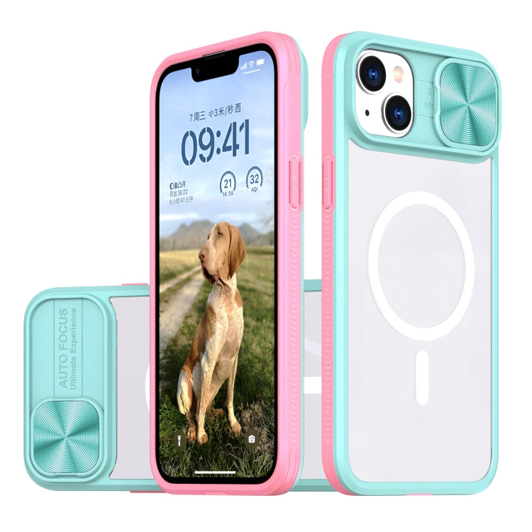 Clear Acrylic + PC + TPU MagSafe Lens Sliding Cover Full Coverage Phone Case, For iPhone 16, For iPhone 15 Pro Max, For iPhone 14 Plus