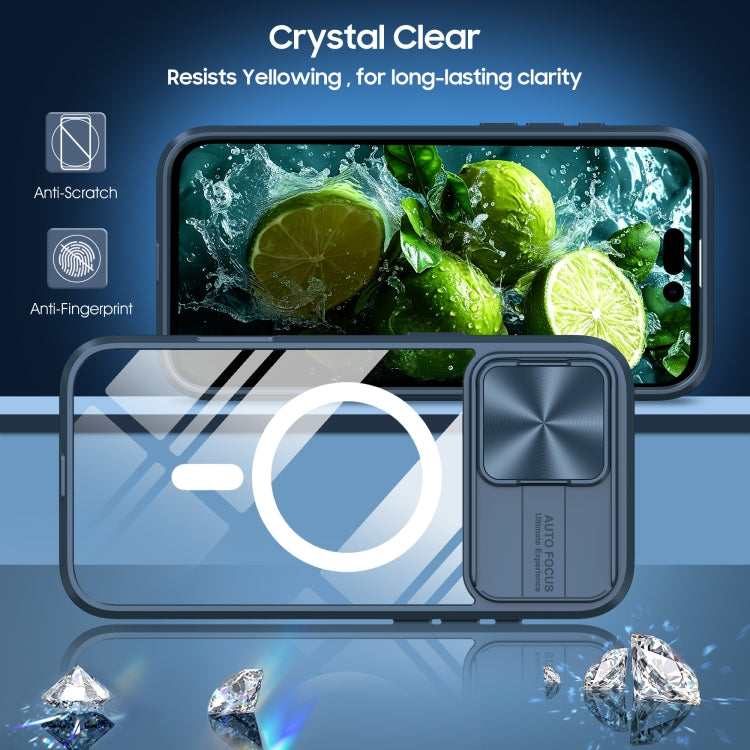 Clear Acrylic + PC + TPU MagSafe Lens Sliding Cover Full Coverage Phone Case, For iPhone 16 Pro Max, For iPhone 16 Pro, For iPhone 16 Plus