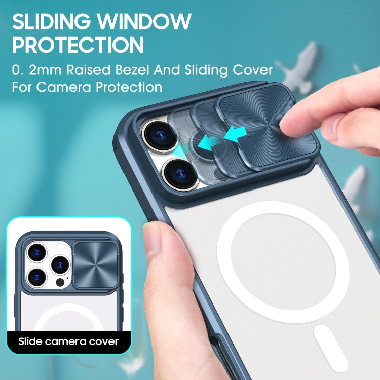 Clear Acrylic + PC + TPU MagSafe Lens Sliding Cover Full Coverage Phone Case, For iPhone 16 Pro Max, For iPhone 16 Pro, For iPhone 16 Plus