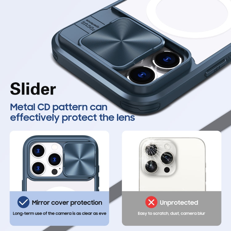 Clear Acrylic + PC + TPU MagSafe Lens Sliding Cover Full Coverage Phone Case, For iPhone 16 Pro Max, For iPhone 16 Pro, For iPhone 16 Plus
