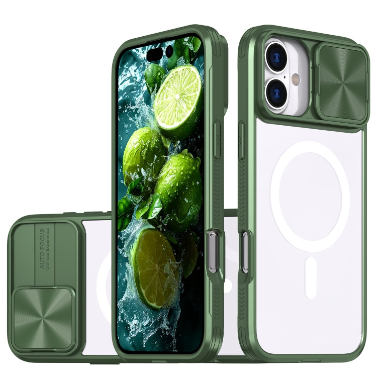 Clear Acrylic + PC + TPU MagSafe Lens Sliding Cover Full Coverage Phone Case, For iPhone 16 Pro Max, For iPhone 16 Pro, For iPhone 16 Plus