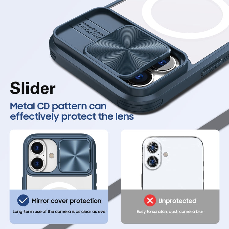 Clear Acrylic + PC + TPU MagSafe Lens Sliding Cover Full Coverage Phone Case, For iPhone 16, For iPhone 15 Pro Max, For iPhone 14 Plus