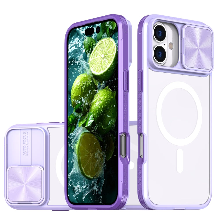 Clear Acrylic + PC + TPU MagSafe Lens Sliding Cover Full Coverage Phone Case, For iPhone 16, For iPhone 15 Pro Max, For iPhone 14 Plus