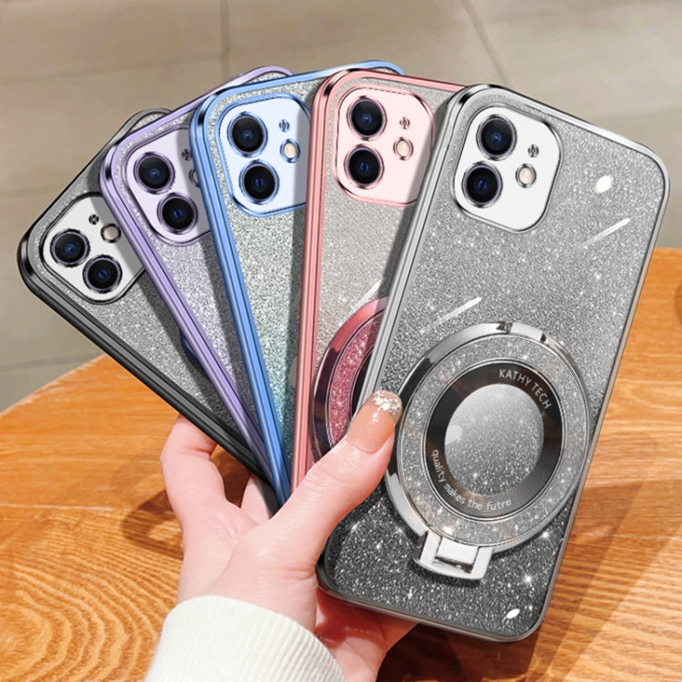 Plated Gradient Glitter Round Holder TPU Phone Case, For iPhone 12 mini, For iPhone 11 Pro Max, For iPhone 11, For iPhone 11 Pro