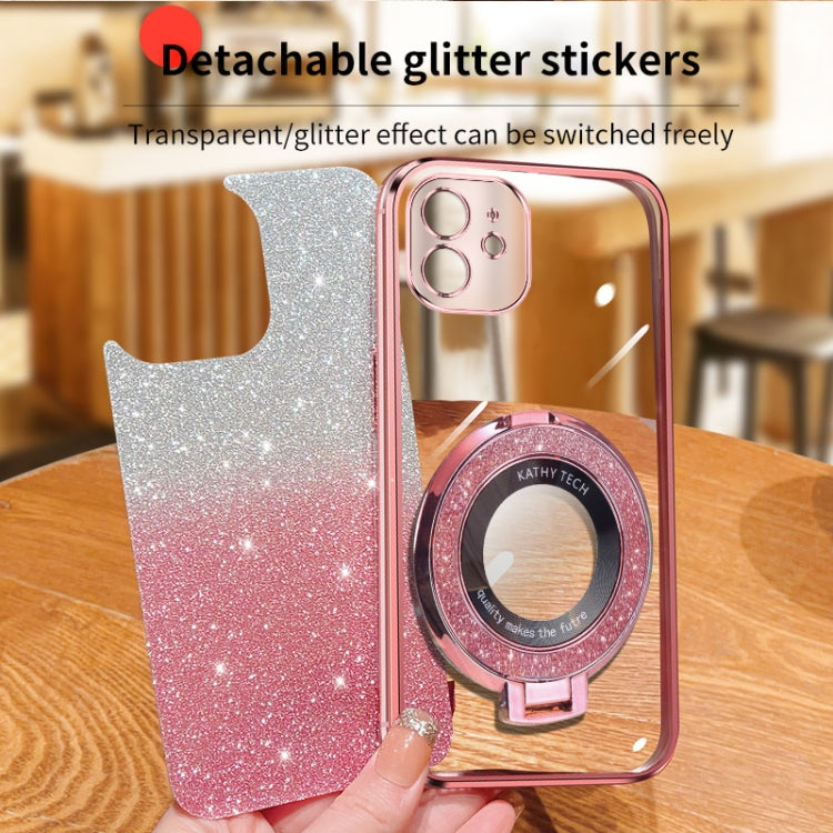 Plated Gradient Glitter Round Holder TPU Phone Case, For iPhone 12 mini, For iPhone 11 Pro Max, For iPhone 11, For iPhone 11 Pro