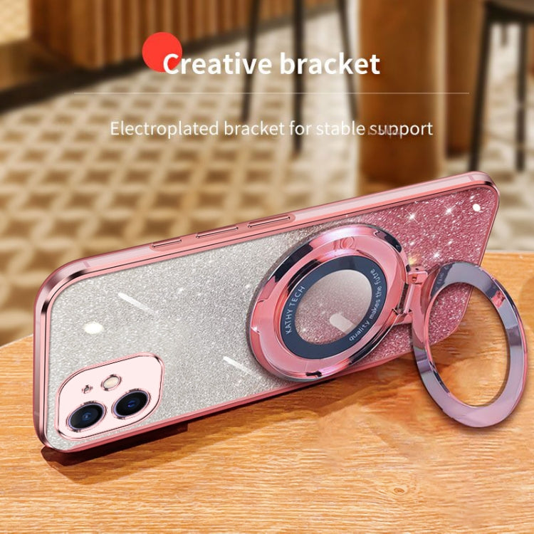 Plated Gradient Glitter Round Holder TPU Phone Case, For iPhone 12 mini, For iPhone 11 Pro Max, For iPhone 11, For iPhone 11 Pro