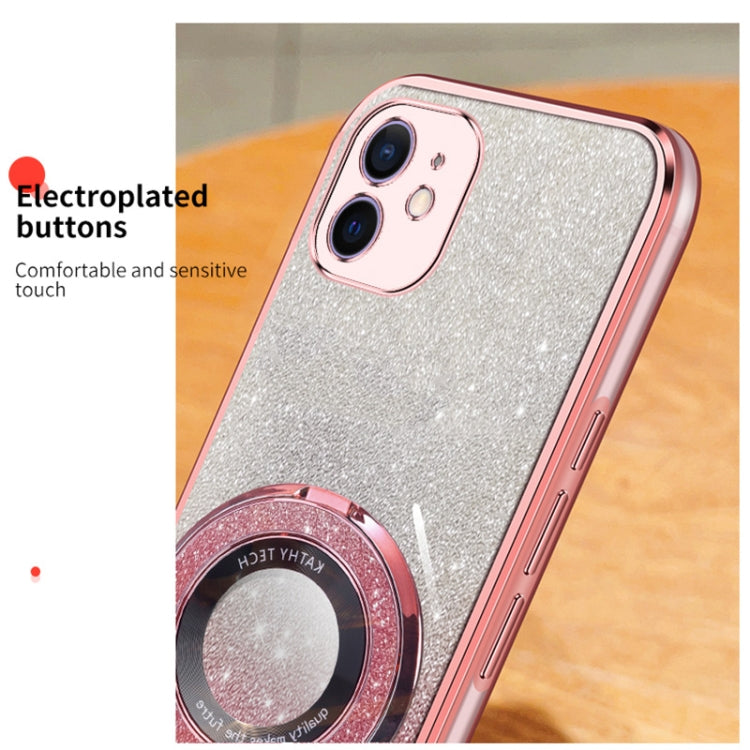 Plated Gradient Glitter Round Holder TPU Phone Case, For iPhone 12 mini, For iPhone 11 Pro Max, For iPhone 11, For iPhone 11 Pro