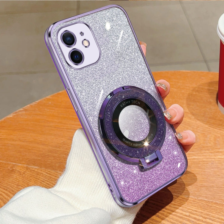 Plated Gradient Glitter Round Holder TPU Phone Case, For iPhone 12 mini, For iPhone 11 Pro Max, For iPhone 11, For iPhone 11 Pro