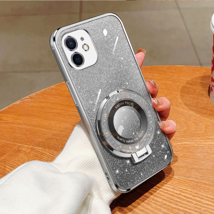 Plated Gradient Glitter Round Holder TPU Phone Case, For iPhone 12 mini, For iPhone 11 Pro Max, For iPhone 11, For iPhone 11 Pro