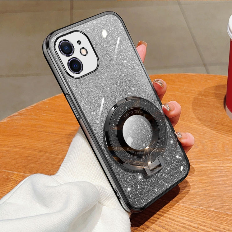 Plated Gradient Glitter Round Holder TPU Phone Case, For iPhone 12 mini, For iPhone 11 Pro Max, For iPhone 11, For iPhone 11 Pro