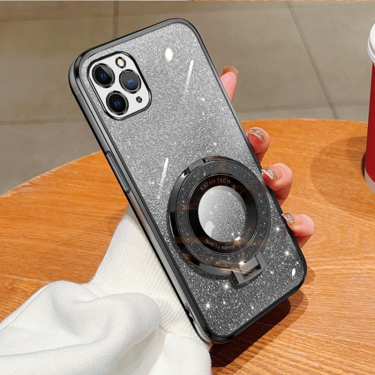 Plated Gradient Glitter Round Holder TPU Phone Case, For iPhone 12 mini, For iPhone 11 Pro Max, For iPhone 11, For iPhone 11 Pro