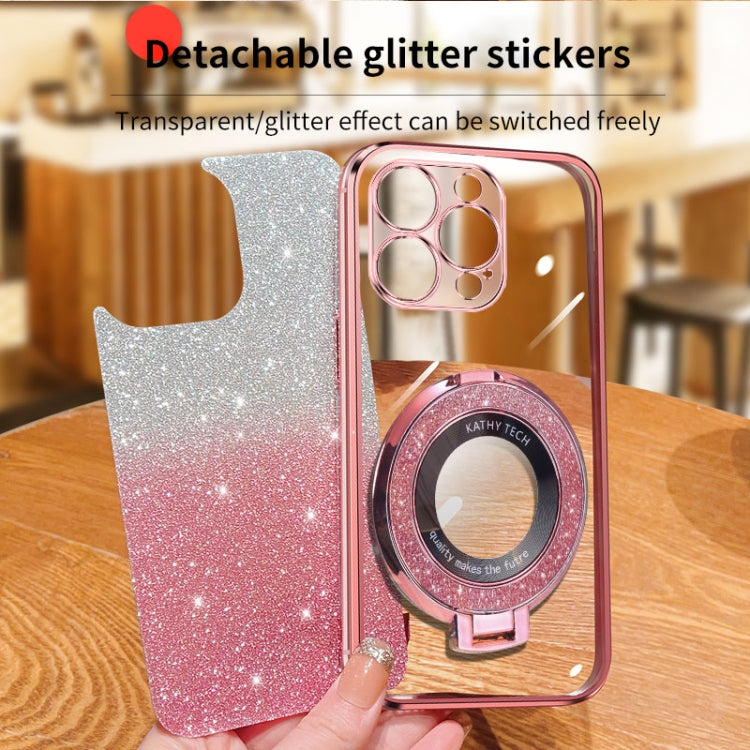 Plated Gradient Glitter Round Holder TPU Phone Case, For iPhone 16 Pro Max, For iPhone 16 Pro, For iPhone 16 Plus, For iPhone 16