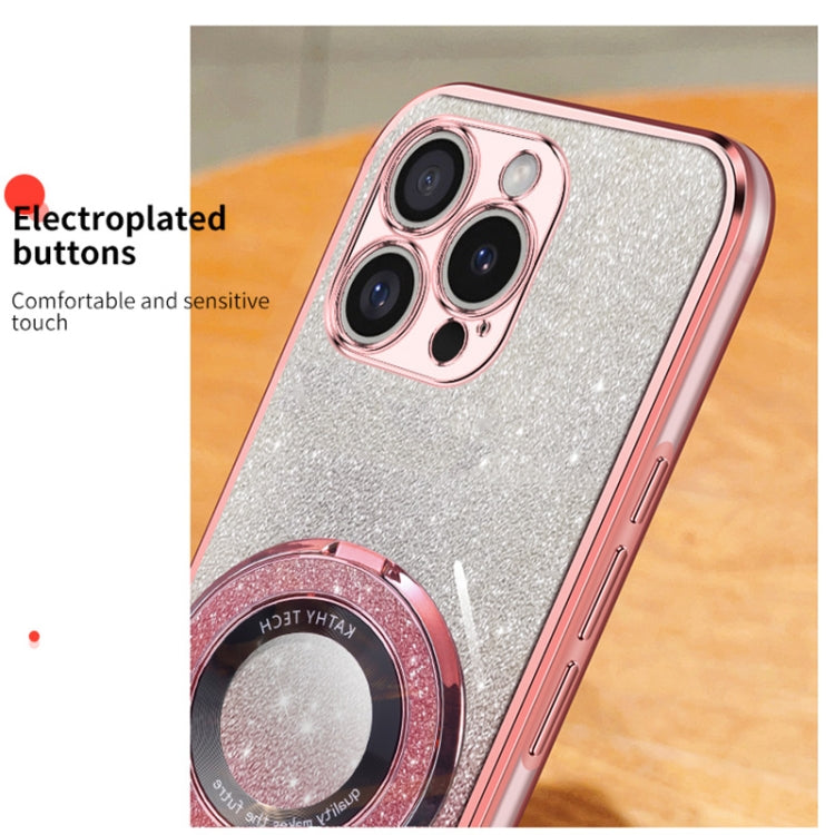 Plated Gradient Glitter Round Holder TPU Phone Case, For iPhone 16 Pro Max, For iPhone 16 Pro, For iPhone 16 Plus, For iPhone 16