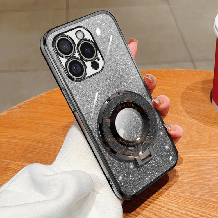 Plated Gradient Glitter Round Holder TPU Phone Case, For iPhone 16 Pro Max, For iPhone 16 Pro, For iPhone 16 Plus, For iPhone 16