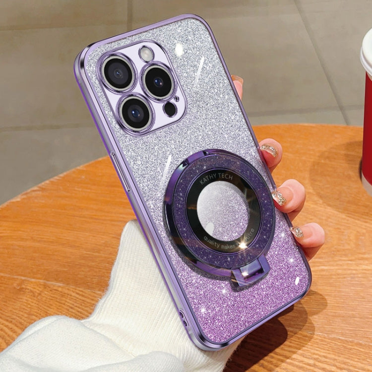 Plated Gradient Glitter Round Holder TPU Phone Case, For iPhone 16 Pro Max, For iPhone 16 Pro, For iPhone 16 Plus, For iPhone 16