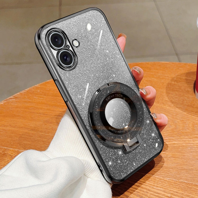 Plated Gradient Glitter Round Holder TPU Phone Case, For iPhone 16 Pro Max, For iPhone 16 Pro, For iPhone 16 Plus, For iPhone 16