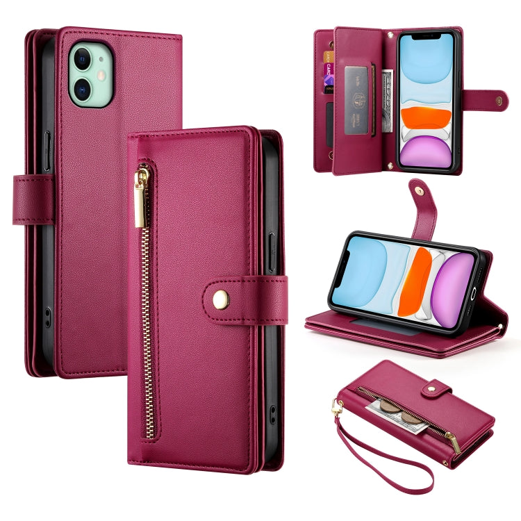 Nine Card-slot Zipper Wallet Bag Leather Phone Case, For iPhone 11 Pro Max, For iPhone 11, For iPhone 11 Pro
