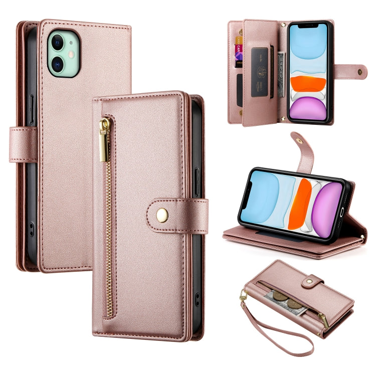Nine Card-slot Zipper Wallet Bag Leather Phone Case, For iPhone 11 Pro Max, For iPhone 11, For iPhone 11 Pro