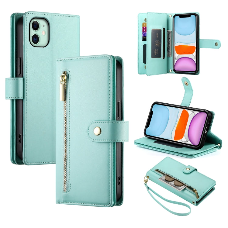 Nine Card-slot Zipper Wallet Bag Leather Phone Case, For iPhone 11 Pro Max, For iPhone 11, For iPhone 11 Pro