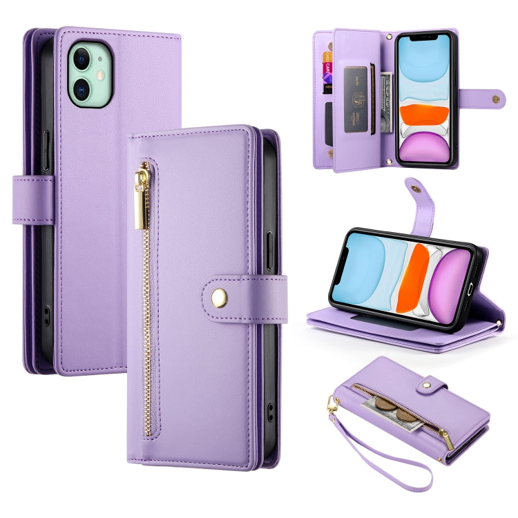 Nine Card-slot Zipper Wallet Bag Leather Phone Case, For iPhone 11 Pro Max, For iPhone 11, For iPhone 11 Pro