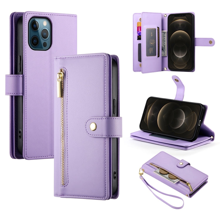 Nine Card-slot Zipper Wallet Bag Leather Phone Case, For iPhone 13 mini, For iPhone 12 / 12 Pro, For iPhone 12 Pro Max, For iPhone 12 mini