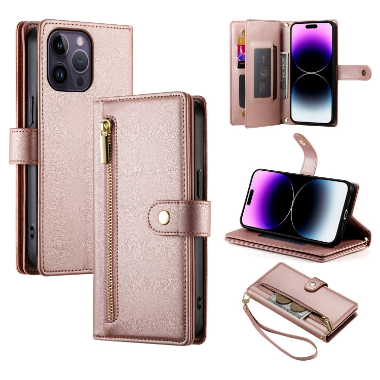 Nine Card-slot Zipper Wallet Bag Leather Phone Case, For iPhone 14 Pro Max, For iPhone 13 Pro Max, For iPhone 13 Pro, For iPhone 13