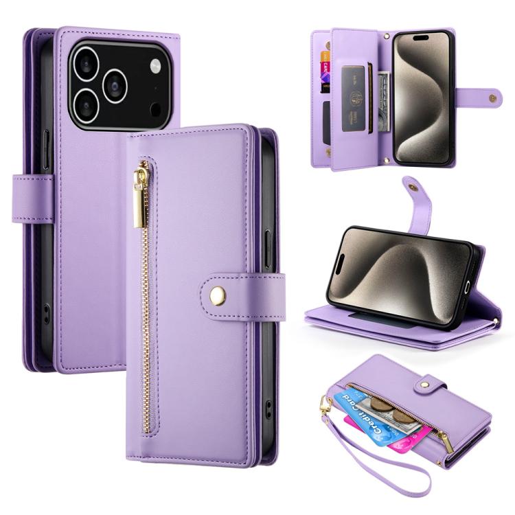 Nine Card-slot Zipper Wallet Bag Leather Phone Case, For iPhone 17 Pro Max, For iPhone 17 Pro, For iPhone 17, For iPhone 17 Air