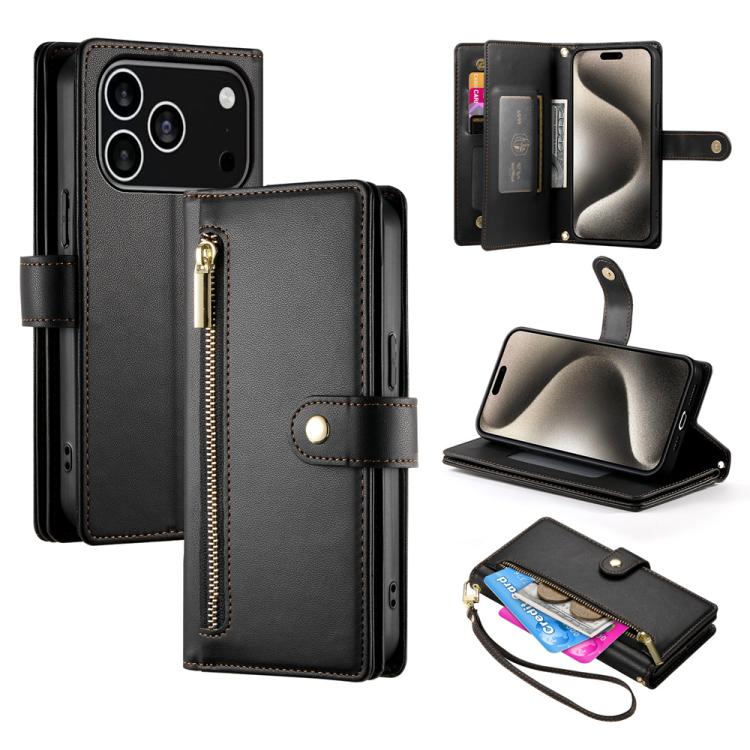Nine Card-slot Zipper Wallet Bag Leather Phone Case, For iPhone 17 Pro Max, For iPhone 17 Pro, For iPhone 17, For iPhone 17 Air