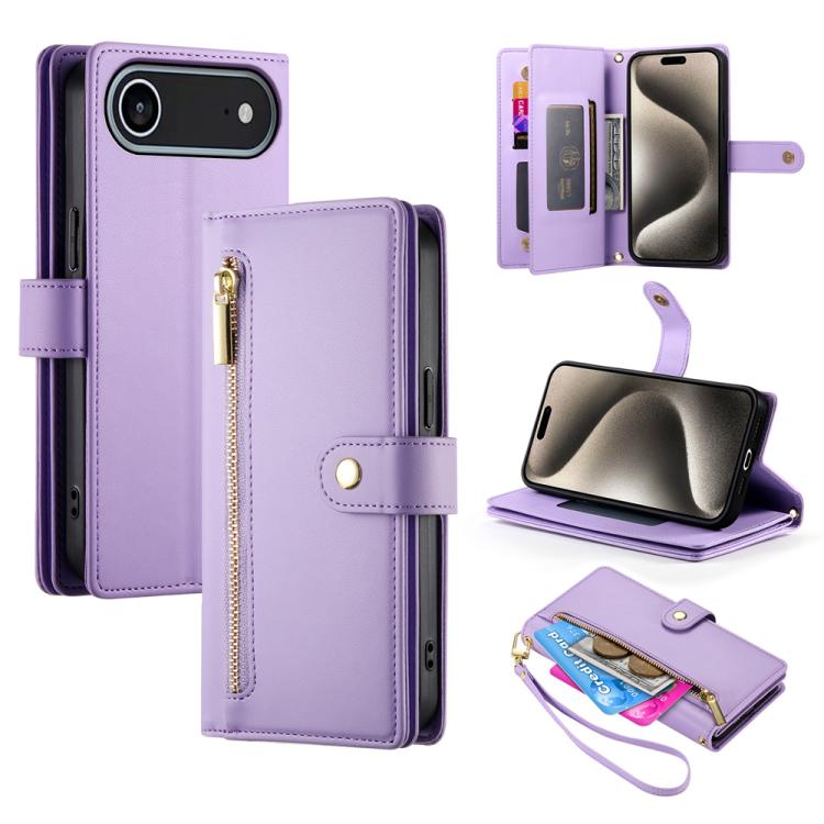 Nine Card-slot Zipper Wallet Bag Leather Phone Case, For iPhone 17 Pro Max, For iPhone 17 Pro, For iPhone 17, For iPhone 17 Air