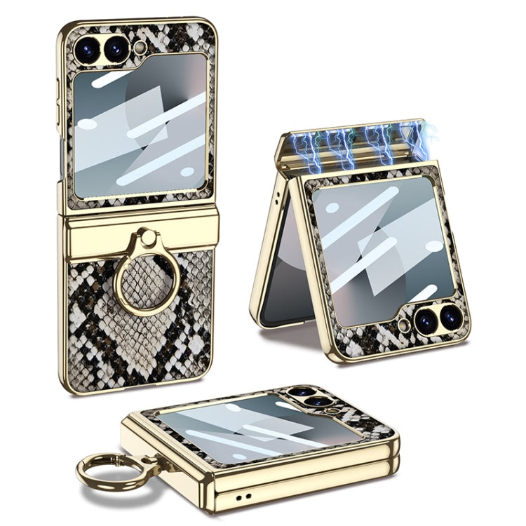 GKK Integrated Electroplated Crocodile Texture Leather Phone Case with Ring