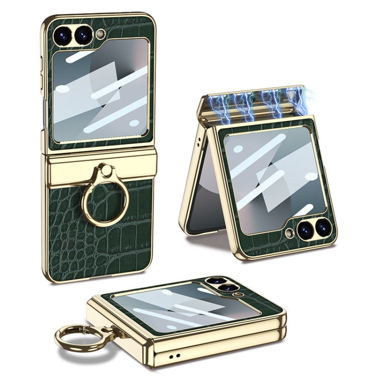 GKK Integrated Electroplated Crocodile Texture Leather Phone Case with Ring