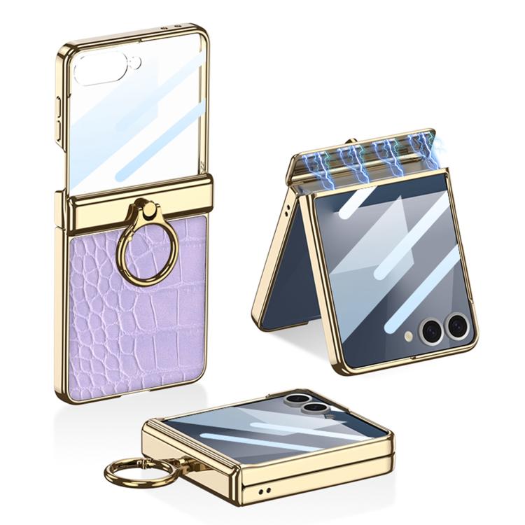 GKK Integrated Electroplated Crocodile Texture Leather Phone Case with Ring