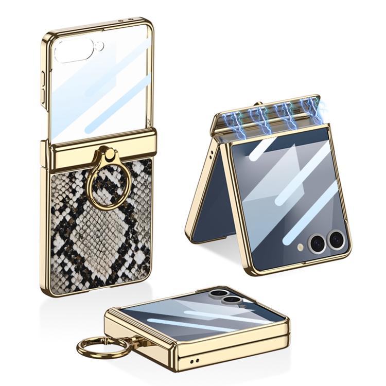 GKK Integrated Electroplated Crocodile Texture Leather Phone Case with Ring